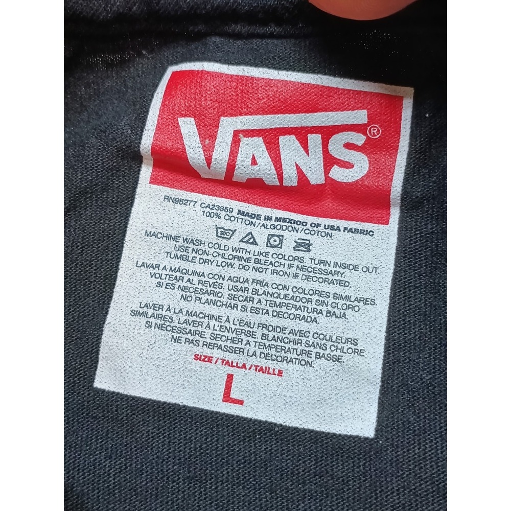 Vintage Vans Mens L (Fits M) Black Graphic T-shirt Y2K Grunge Skater Hip Hop - Picture 9 of 12